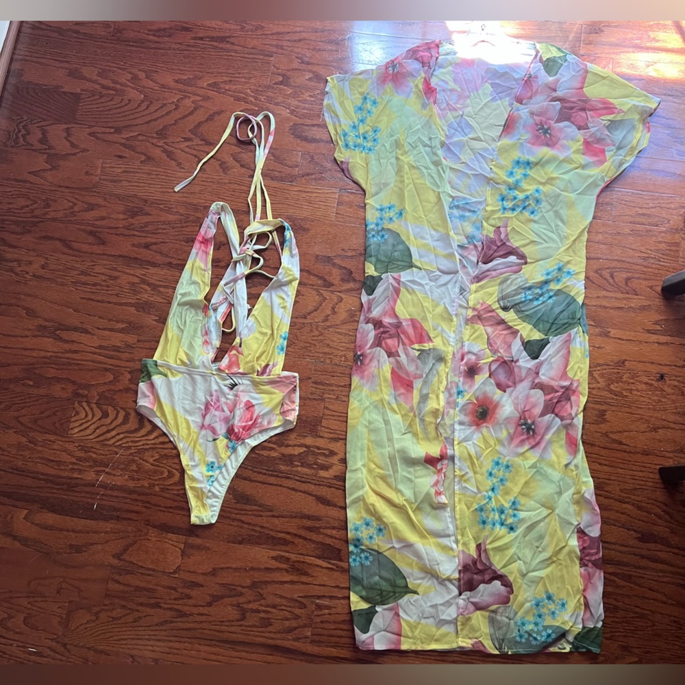 Floral Yellow One-Piece Swimsuit